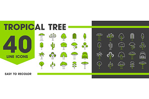 Tropical jungle forest trees icons, an Object Illustration by Vector Tradition