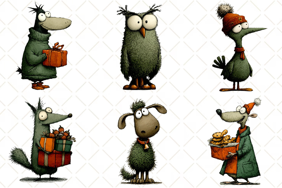 Hand Drawn Christmas Animals Clipart, an Illustration by Black Bird Studio (Photo 5 of 6)