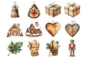 Rustic Wooden Christmas Clipart, a Graphic by CitraGraphics (Thumbnail 3 of 4)