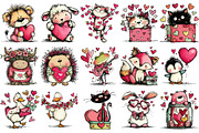 Hand Drawn Valentine Animals Clipart, an Illustration by OK Design (Thumbnail 6 of 6)