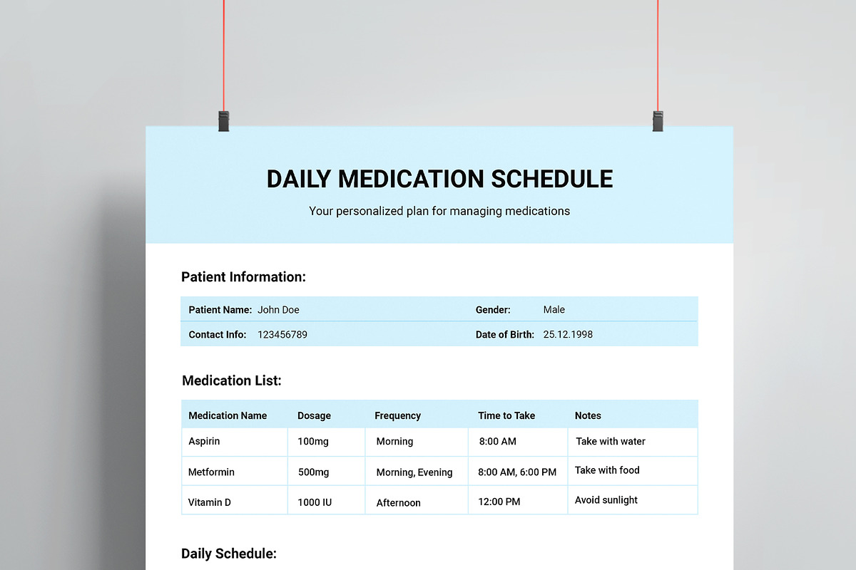 Medication Schedule Template, a Stationery Template by MightyDesign (Photo 2 of 7)