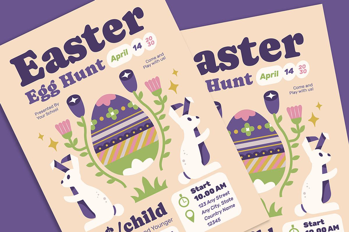 Easter Egg Hunt Flyer, a Flyer Template by Gumico Studio. (Photo 2 of 3)
