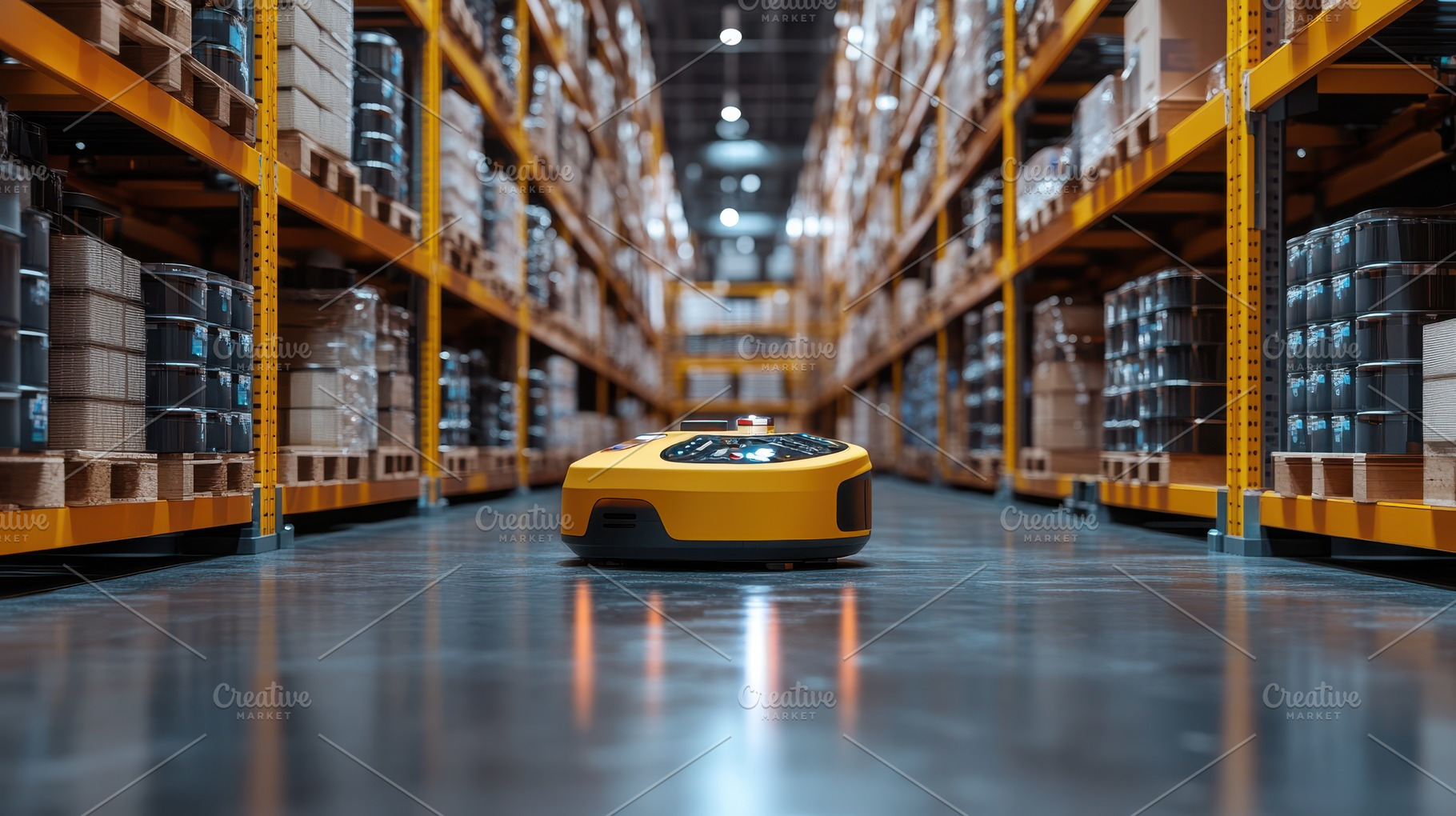 Automated guided vehicle in a wareho, a Background Photo by Pixeness