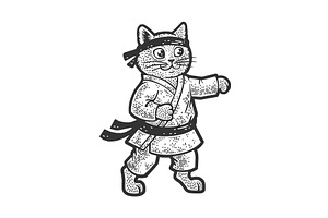 Karate Cat Sketch Vector