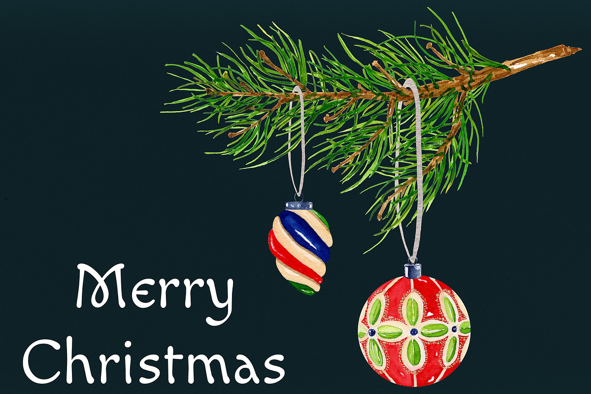 Watercolor Christmas Clipart, a Seasonal Illustration by Olexandra Mur (Photo 6 of 6)