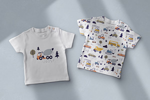 Cute Scandi Cars Seamless Patterns