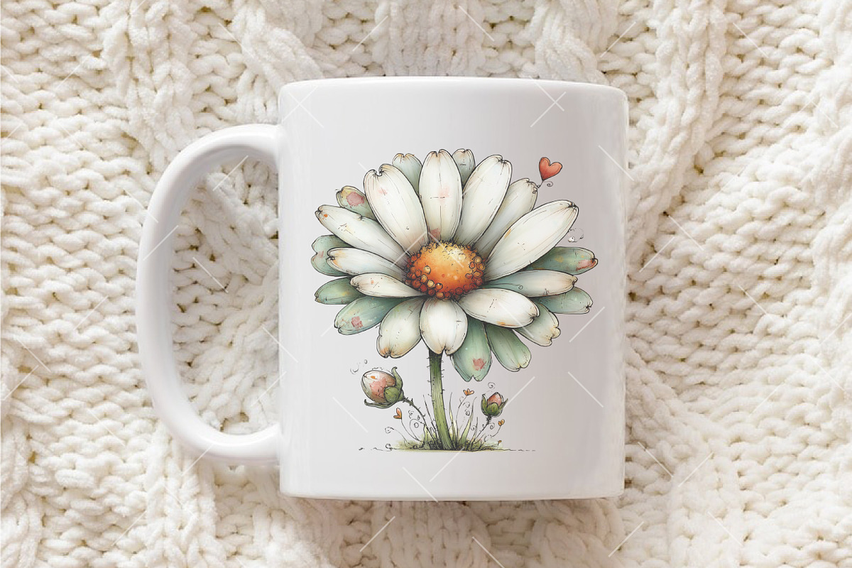 Whimsical Spring Daisy Flower Clipar, an Illustration by OK Design (Photo 5 of 6)