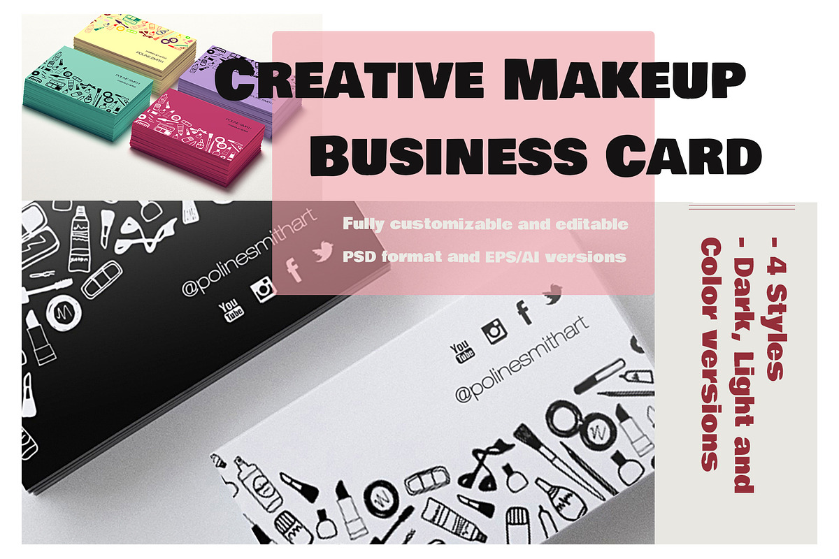 Creative Makeup Business Card, a Business Card Template by IRSYART (Photo 1 of 5)