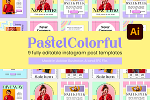 9 Pastel Colorful Instagram Template