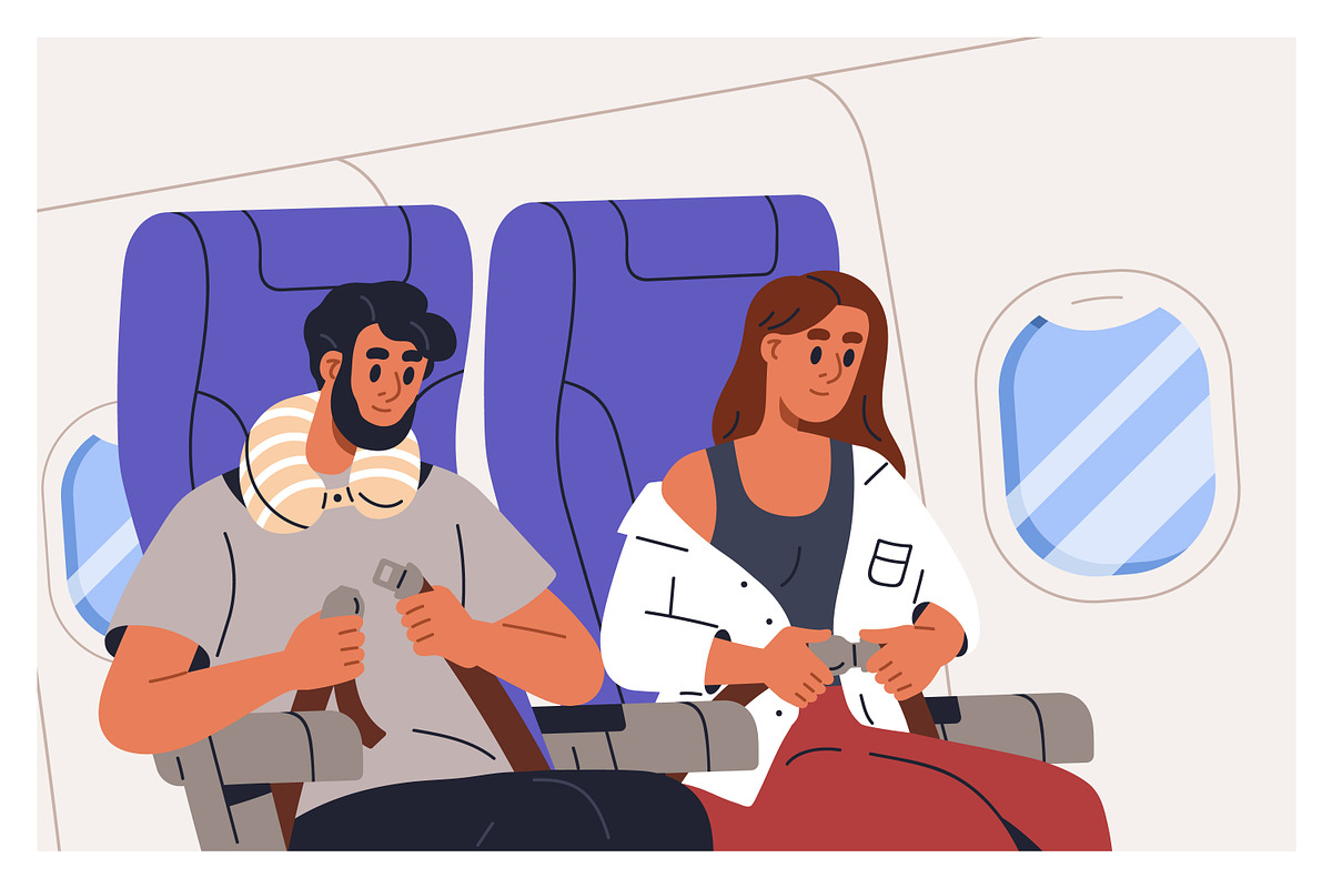 People travel by air in plane set, a Transportation Illustration by Good Studio (Photo 8 of 16)