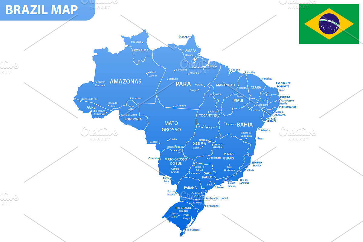 Detailed map of Brazil, an Illustration by Vector Shop (Photo 3 of 5)