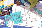 Architect desk. Architecture, a Person Illustration by Stock-Smart-Start (Thumbnail 2 of 3)