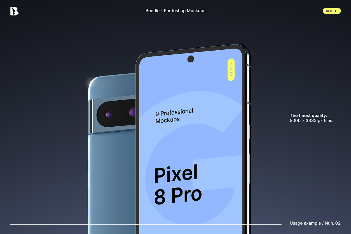 Pixel 8 Pro - Mockups bundle, an Android Mockup by Bran. (Photo 7 of 9)