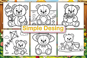 Easy Summer Teddy Bear Coloring Book, an Animal Illustration by Ink Gallery (Thumbnail 3 of 4)