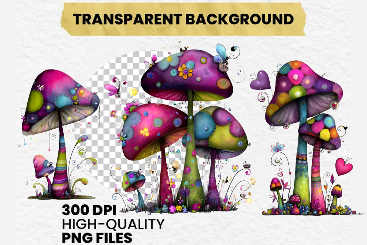 Whimsical Mushroom Clipart Bundle, an Illustration by Dream Creation (Photo 8 of 8)