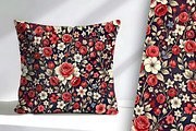 Red White and Blue Floral Background, a Decorative Illustration by Sharon Schwalbe (Thumbnail 2 of 6)