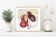 FAMILY CHRISTMAS watercolor clipart, an Illustration by Elena_Sedova (Thumbnail 4 of 8)