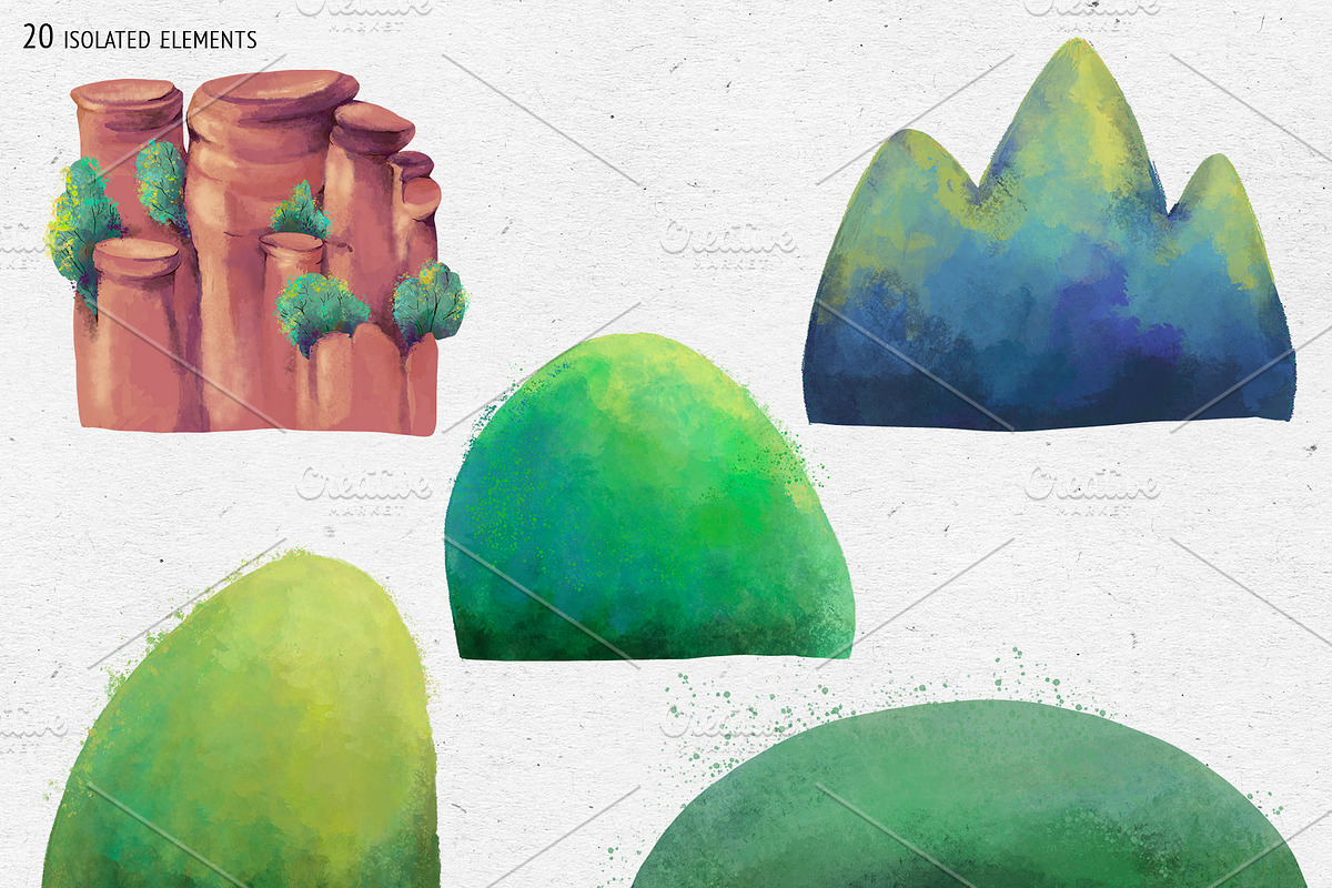 Watercolor mountains summer clipart, an Object Graphic by Belusuab (Photo 2 of 7)