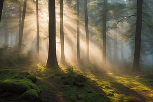 Forrest With Sunlight coming Through, a Photo by ComfortQ