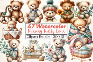 Nursery Teddy Bear Boho Clipart, an Illustration by DreamCafeArt