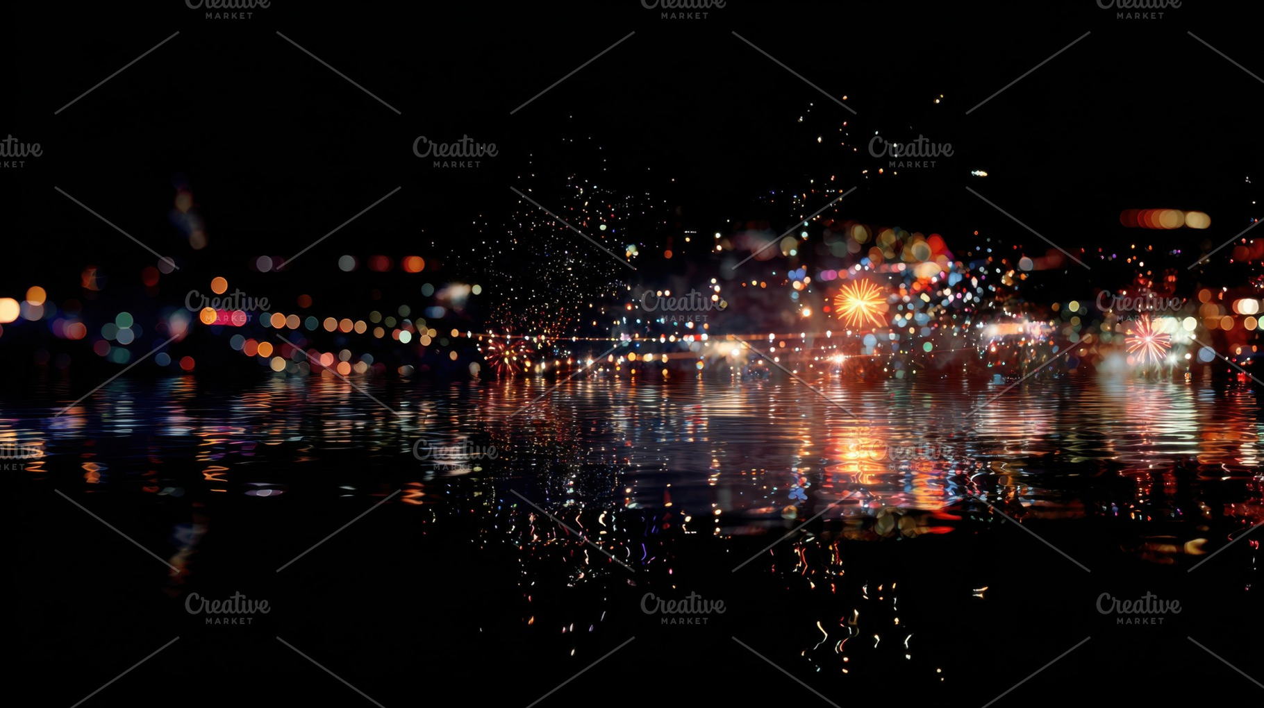 Colorful lights reflect on water, a Photo by Beautiful things