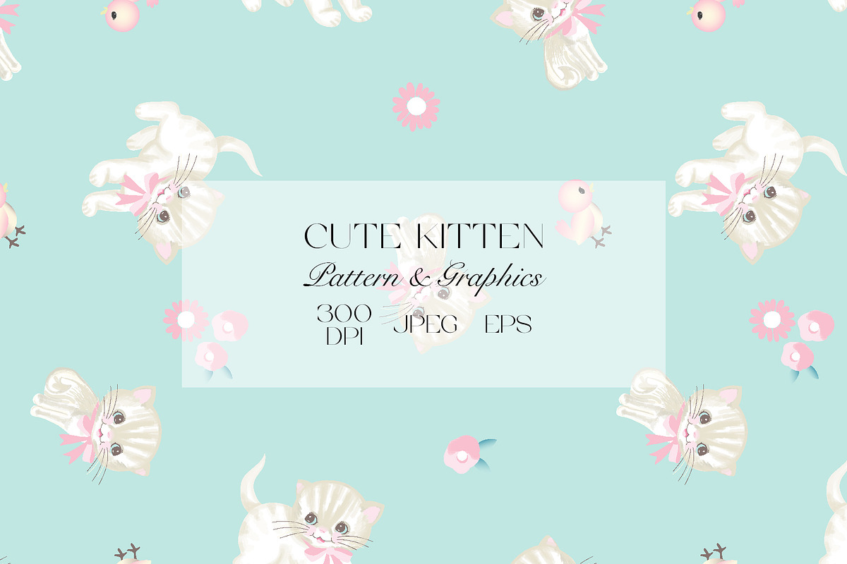 Cute Kitten Seamless Pattern, a Pattern Graphic by StudioGlouna (Photo 1 of 5)