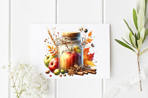 Watercolor Autumn Jar PNG Clipart