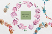 Watercolor feather and flowers, a Texture Illustration by katyabuslaeva (Thumbnail 3 of 4)