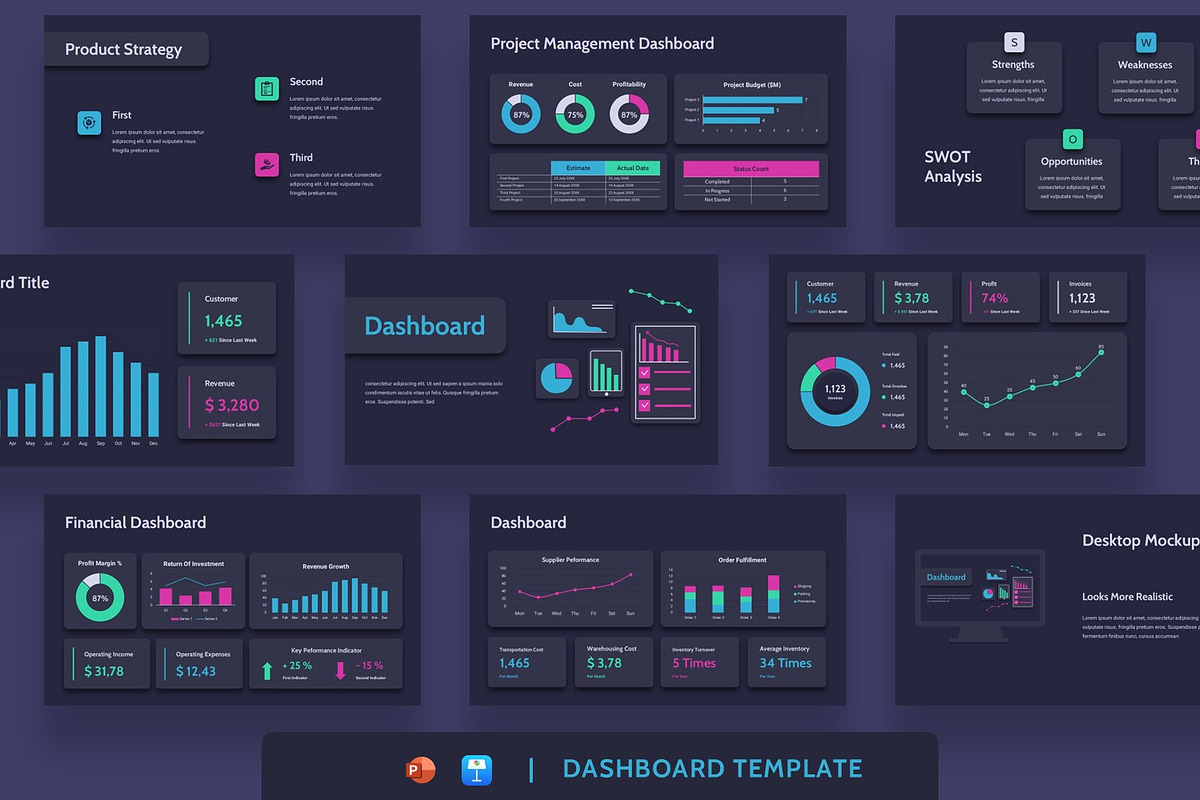 Dashboard Presentation Template, a Presentation Template by BumbleGraph Studio (Photo 1 of 6)