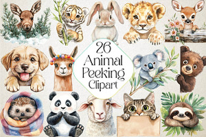 Animal Peeking Around Corner Clipart, an Illustration by DreamPrint404