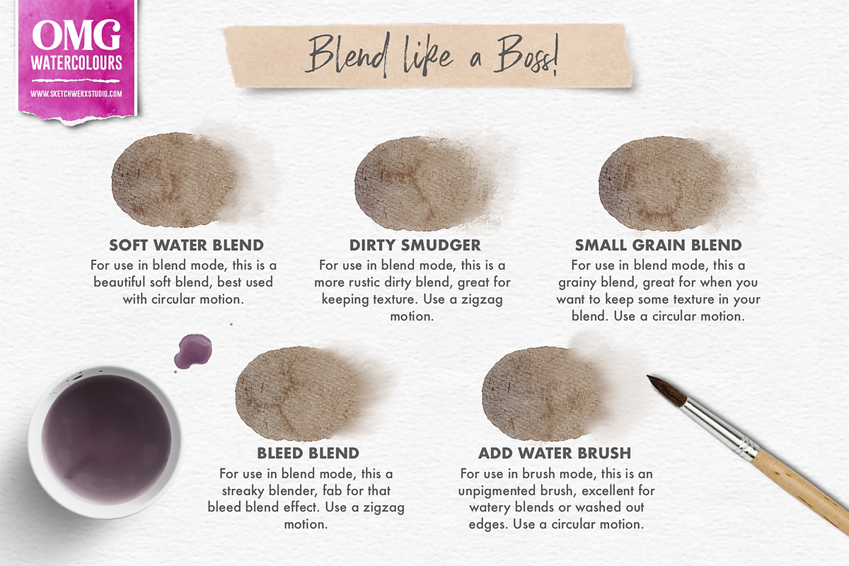 OMG Watercolours for Procreate, a Brushes & More by SketchWerx (Photo 11 of 16)
