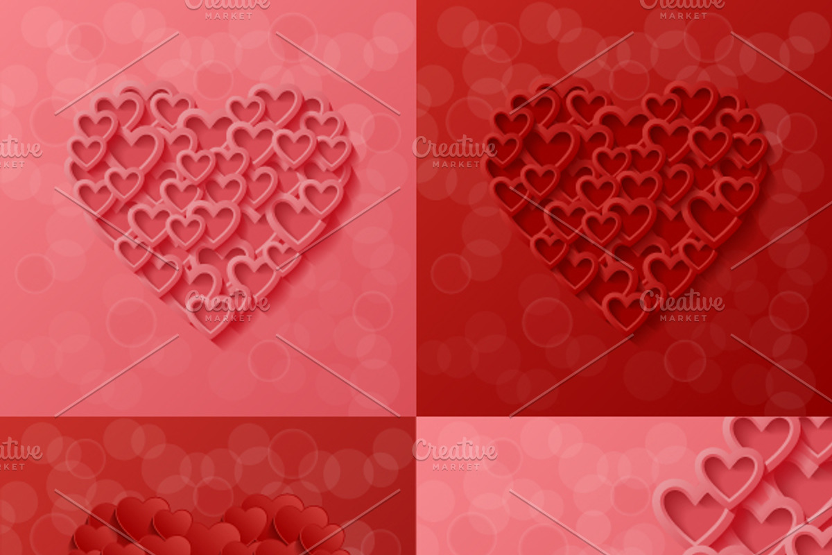 Set of backgrounds with hearts