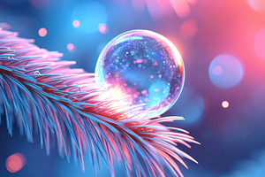 Dreamy bubble on pine needle, an Abstract Photo by AlyaAnd