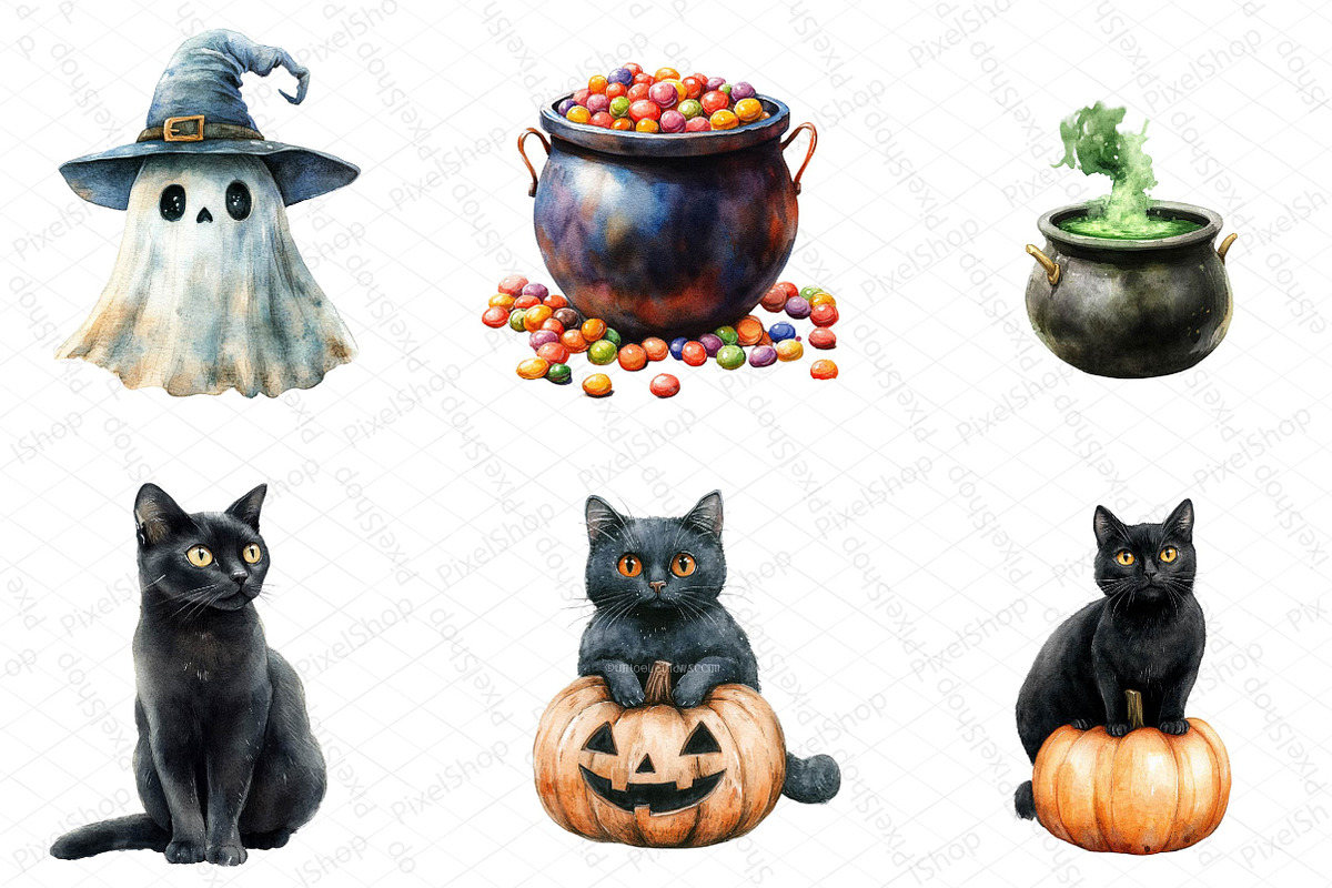 Retro Halloween Clipart Bundle, an Illustration by DreamPrint404 (Photo 3 of 7)