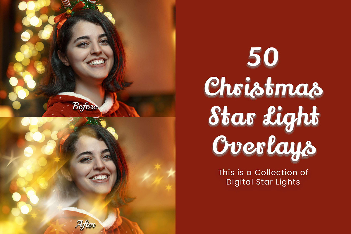 50 Christmas Star Light Overlays, a Texture Graphic by 3Motional (Photo 13 of 16)