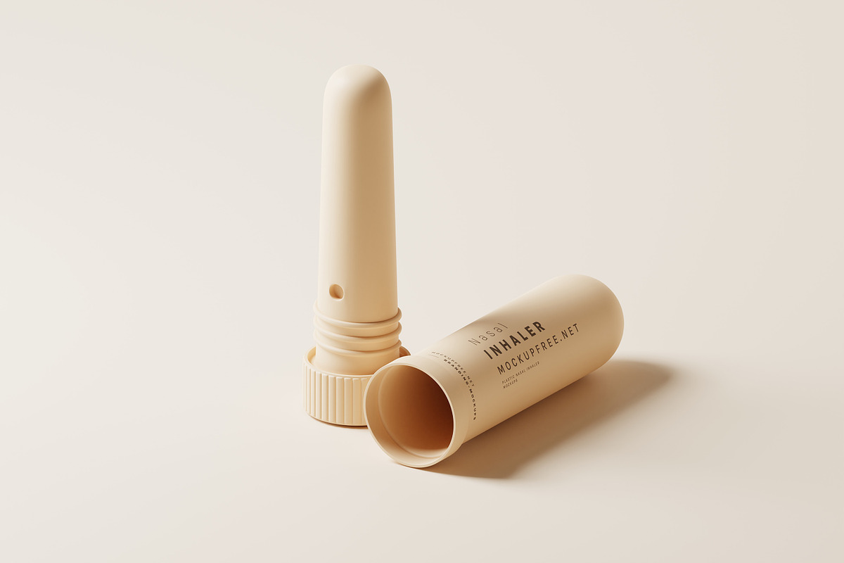 Plastic Nasal Inhaler Mockups, a Packaging Mockup by MockupFree.Net