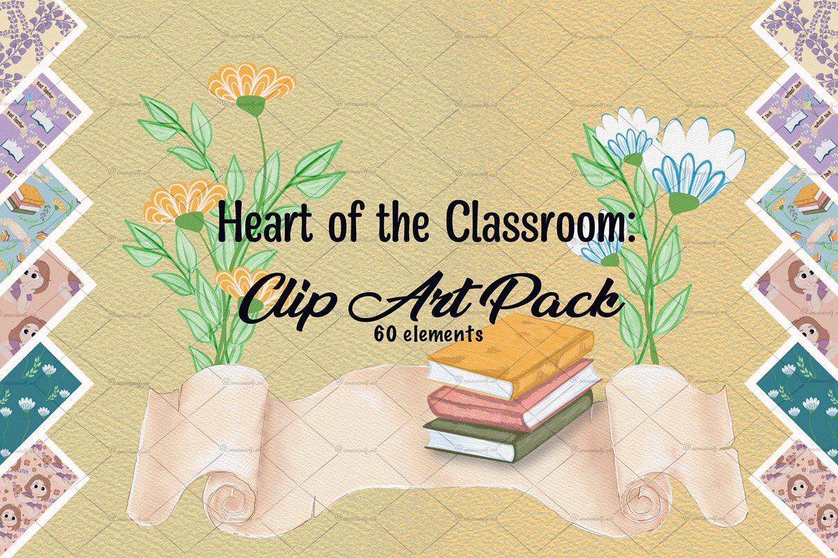 Heart of the Classroom: Clip Art Pac, a Decorative Illustration by Amarawolf's Art (Photo 1 of 14)