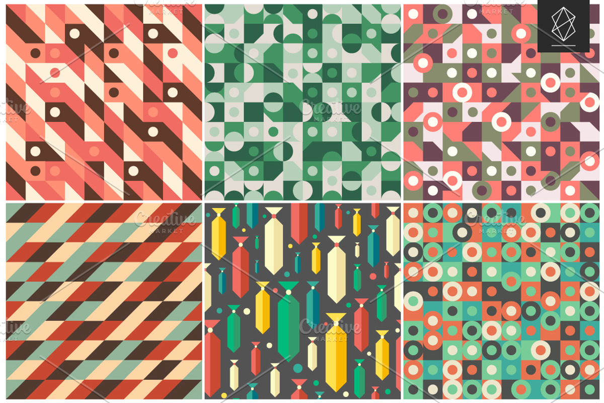 Retro geometric seamless pattern set, a Pattern Graphic by Yury Velikanov (Photo 3 of 5)