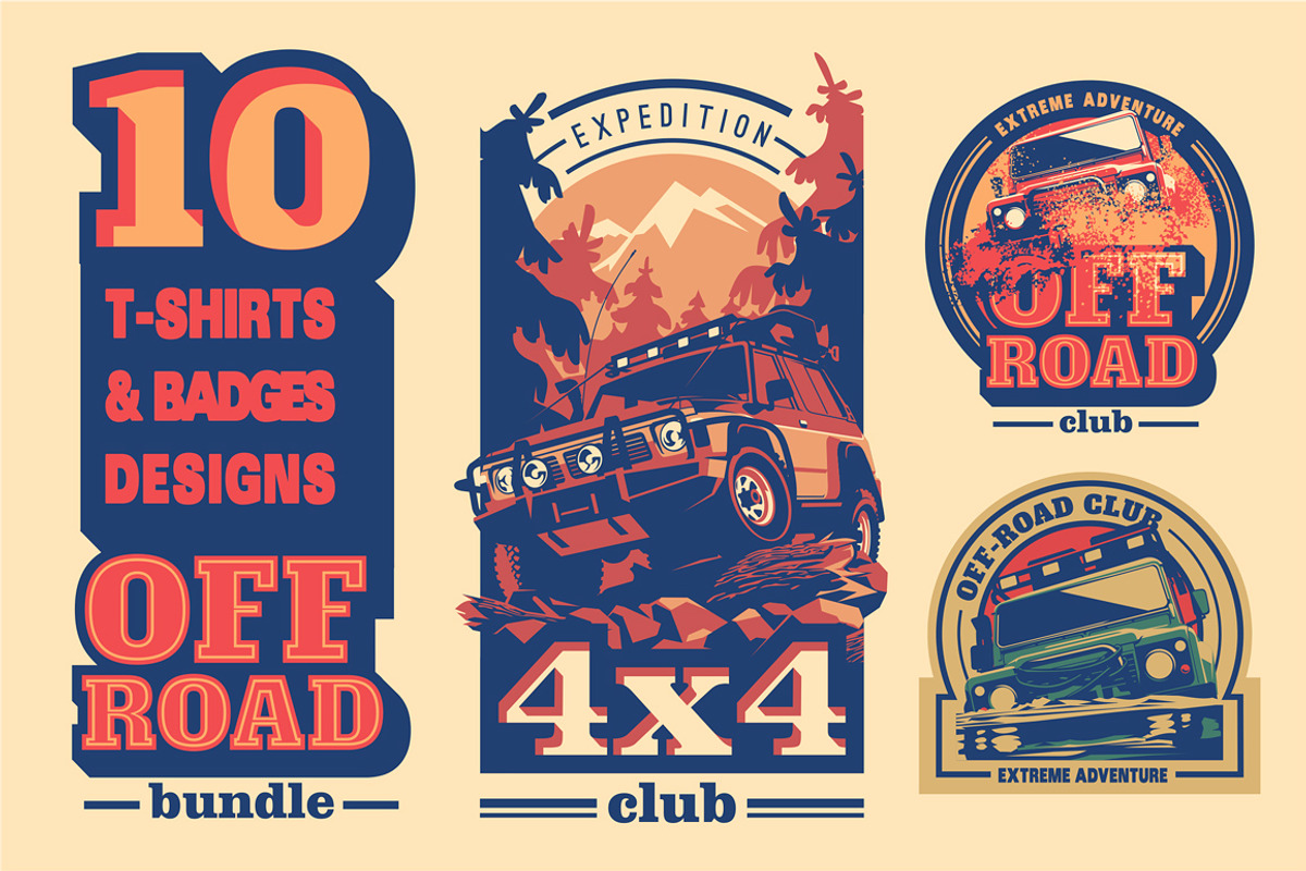 -50% Off-Road 4x4 T-Shirts Badges, a Transportation Illustration by Alexander Baidin (Photo 1 of 6)