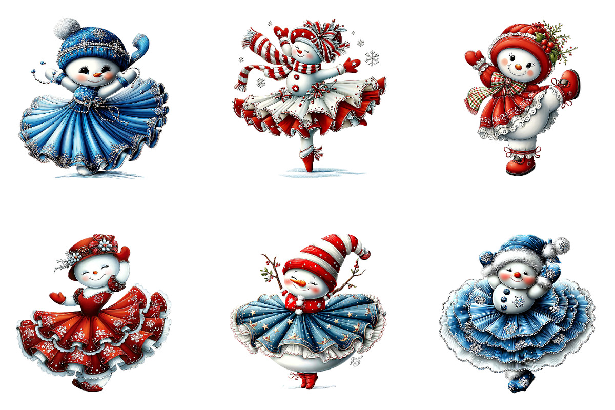 Watercolor Dancing Snowman Clipart, a Seasonal Illustration by CreationArt (Photo 5 of 5)