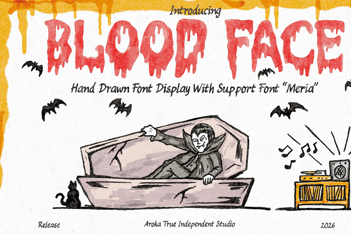 Blood Face Horror Font, a Handwritten Font by AROKA (Photo 1 of 7)