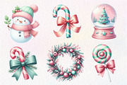 Kawaii Pink Mint Christmas Clipart, an Illustration by Dream Creation (Thumbnail 5 of 7)