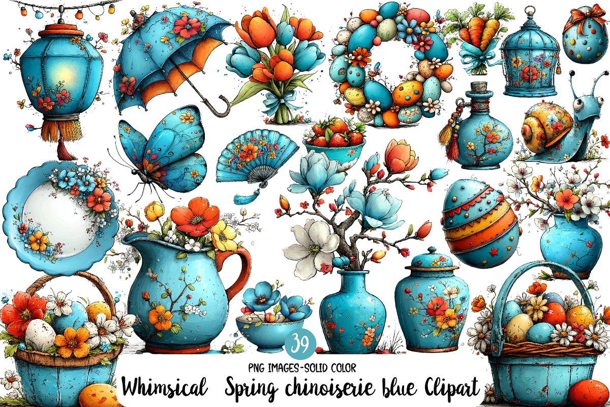 Whimsical Spring chinoiserie blue, an Illustration by Designworld (Photo 1 of 5)