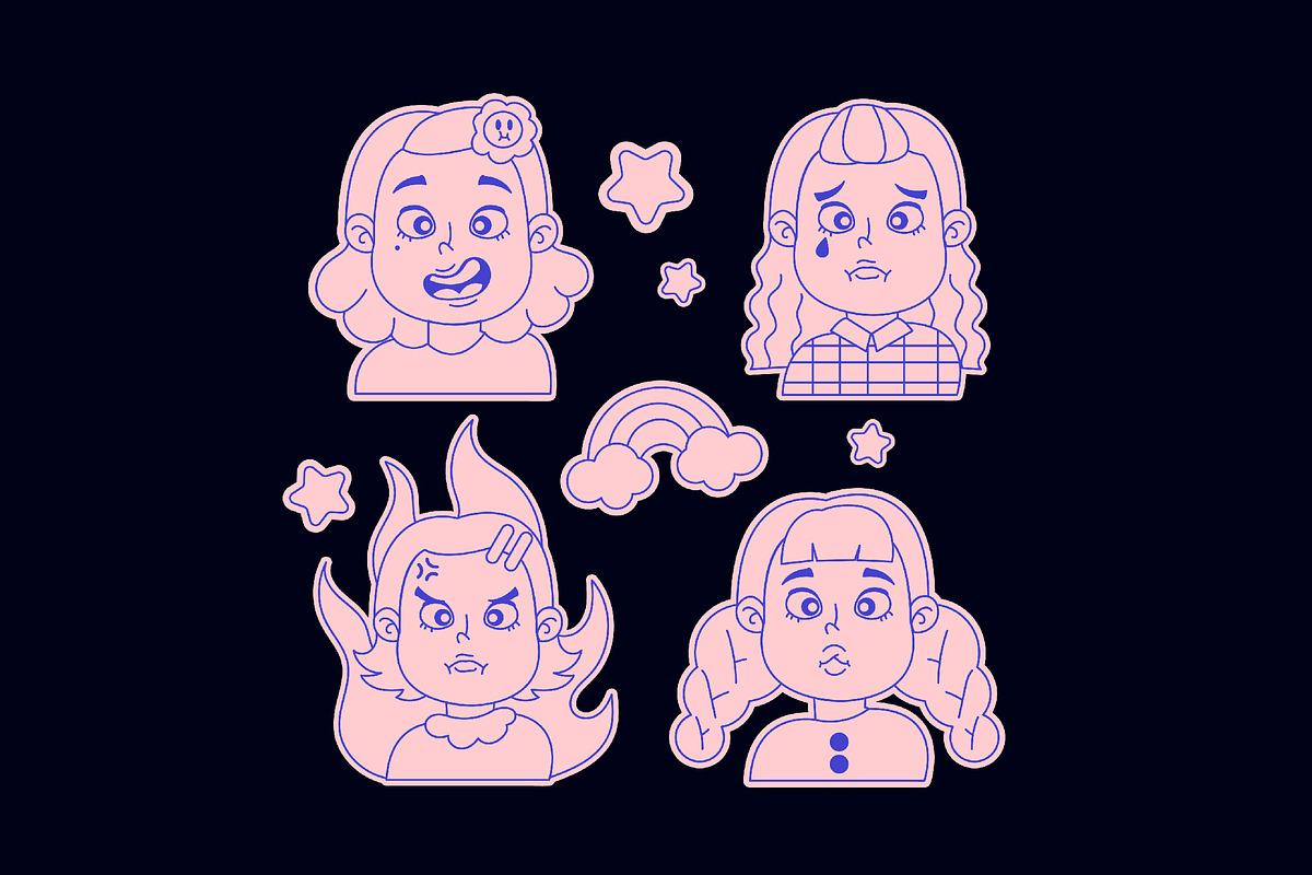 Black Sticker Girl Illustration, an Illustration by graphicook