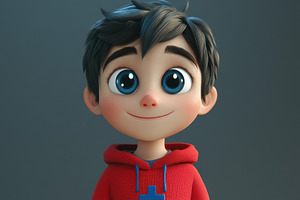 Charming cartoon boy with cheerful, a Photo by Pavel_design