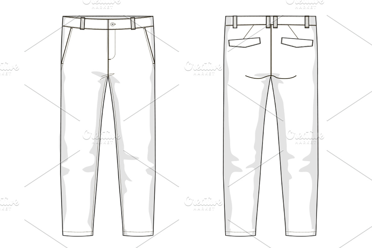 Men's Trousers Fashion Flat Template, a Templates & Theme by flat fashion