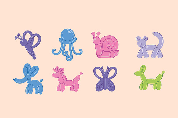 Balloon Animals Figures Icon Set preview 2