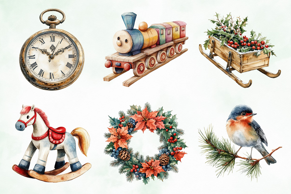 Watercolor Vintage Comfort Christmas, an Illustration by Creative Art (Photo 6 of 10)