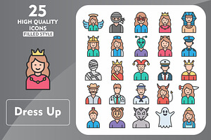Dress Up 25 Line Filled Icons, an Icon by Pexelpy