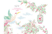 Peony chinoiserie toile cliparts, a Decorative Illustration by TheHappyGiftArt (Thumbnail 8 of 11)